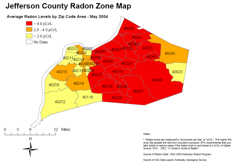 Jefferson Co Radon Map