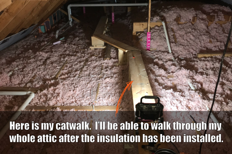 Attic catwalk for insulation