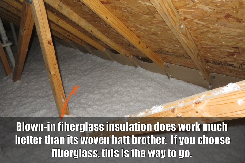 Blown-in fiberglass insulation