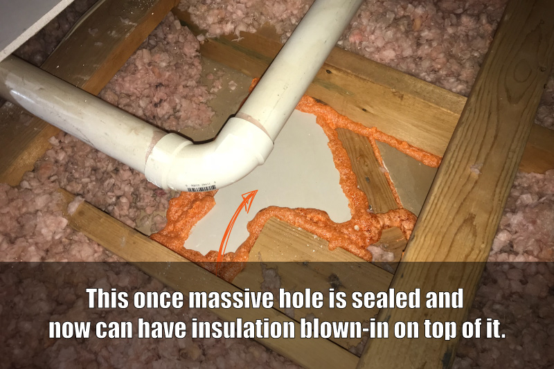 large holes are sealed with drywall