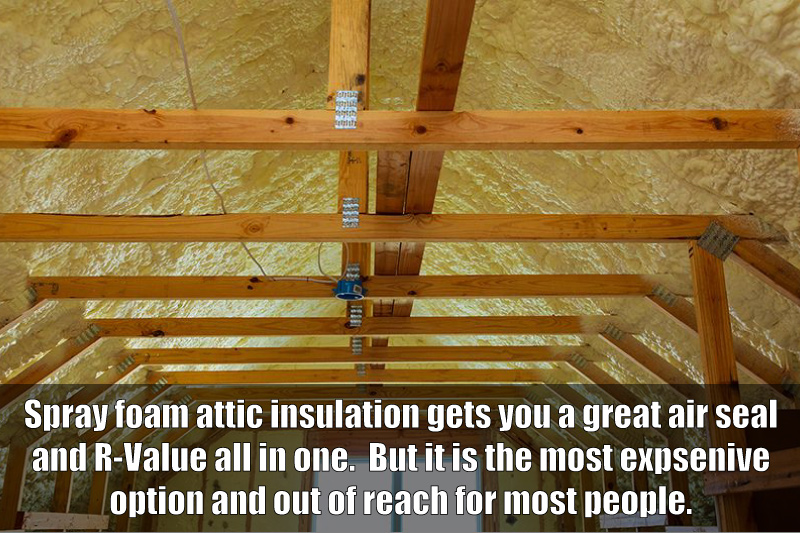 Spray foam insulation in an attic