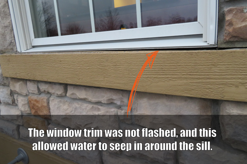 Missing Window Flashing with Adhered Manufactured Stone