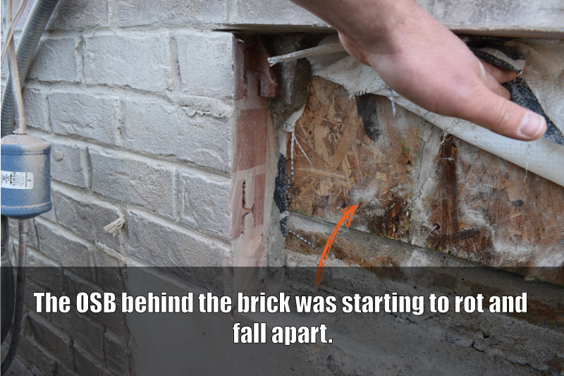 Rotting OSB from leaking brick