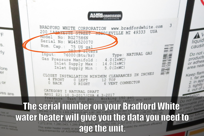Bradford White Water Heater Age