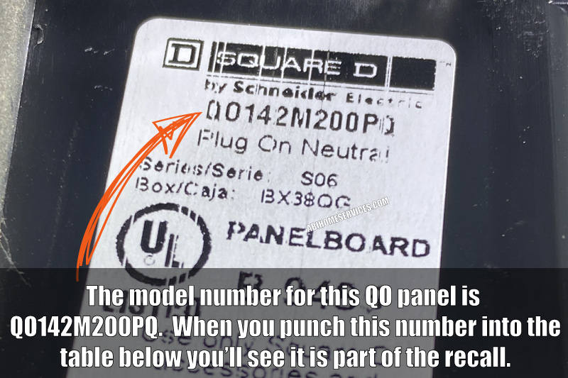 Square D QO Panel Label